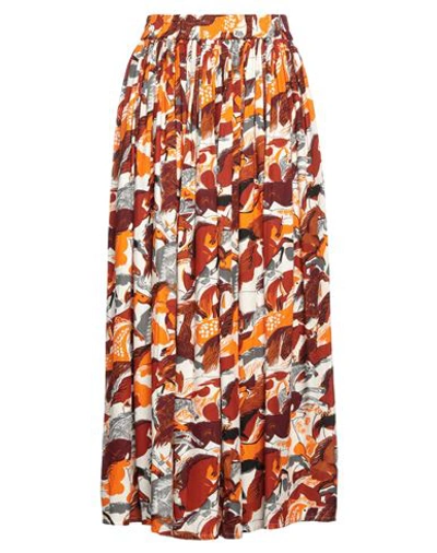 Connor & Blake Woman Maxi Skirt Rust Size Xs Viscose In Red