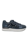 Hogan Woman Sneakers Navy Blue Size 12 Soft Leather In Navy Blue