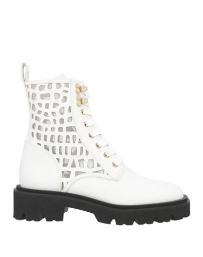 Baldinini Woman Ankle Boots White Size 6 Leather, Textile Fibers