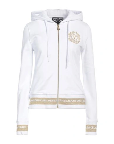 Versace Jeans Couture Woman Sweatshirt White Size S Cotton, Polyamide, Polyester, Elastane