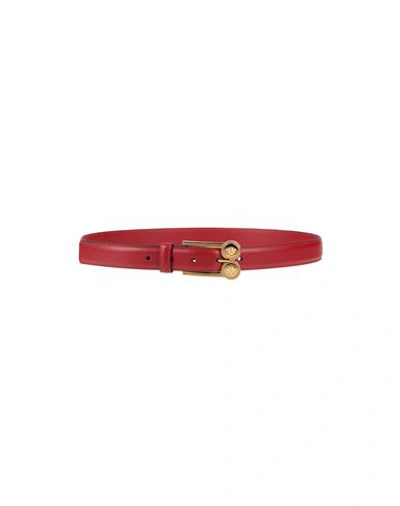 Versace Man Belt Red Size 39.5 Soft Leather