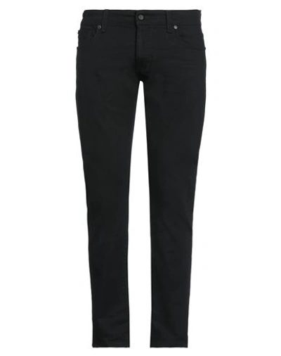 Messagerie Man Denim Pants Black Size 32 Cotton, Elastane In Black