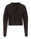 Federica Tosi Woman Cardigan Dark Brown Size 6 Wool, Cashmere, Polyamide