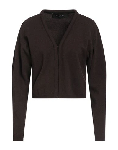 Federica Tosi Woman Cardigan Dark Brown Size 0 Wool, Cashmere, Polyamide