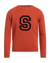 Lanificio Pubblico Man Turtleneck Orange Size 44 Wool, Polyamide In Orange