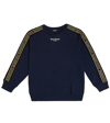 Balmain Logo Cotton Sweatshirt In Blue