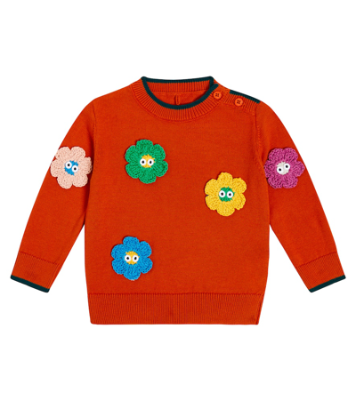 Stella Mccartney Baby Floral-appliqué Cotton Sweater In Red