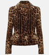 Dolce & Gabbana Single-breasted Double Crepe Jacket With Leopard Print In Multicoloured