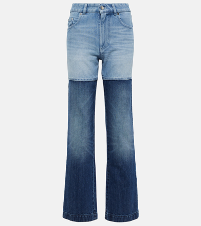 Peter Do Patchwork High-rise Straight Jeans In Blue