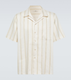 COMMAS STRIPED LINEN-BLEND BOWLING SHIRT