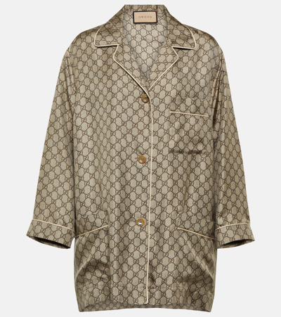 GUCCI GG SUPREME OVERSIZED SILK SHIRT