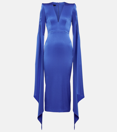 Alex Perry Vander Satin Crepe Midi Dress In Blue