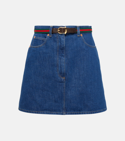 Gucci Belted Denim Mini Skirt In Default Title