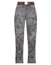 High Woman Denim Pants Grey Size 12 Cotton In Grey