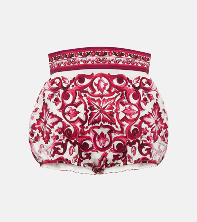 Dolce & Gabbana Majolica Cotton Shorts In White