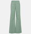 Etro Checked Mid-rise Wide-leg Pants In Green