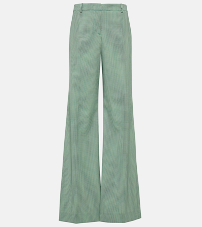 Etro Checked Mid-rise Wide-leg Pants In Green