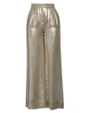 Alberta Ferretti Woman Pants Gold Size 6 Silk, Polyamide, Polyester