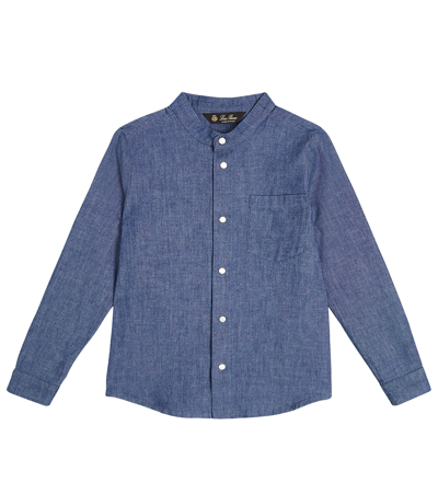 Loro Piana Kids' Hemd Aus Baumwolle In Blue