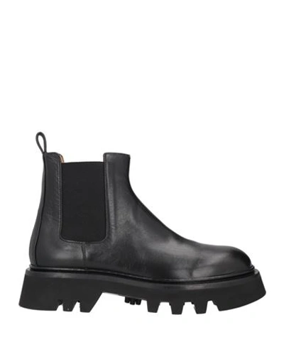 Pomme D'or Woman Ankle Boots Black Size 6.5 Soft Leather, Textile Fibers