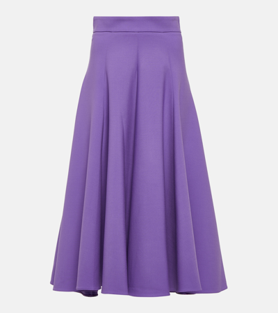 Oscar De La Renta Stretch-wool Midi Skirt In Purple