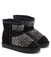 Monnalisa Kids' Crystal-embellished Ankle Boots In Black