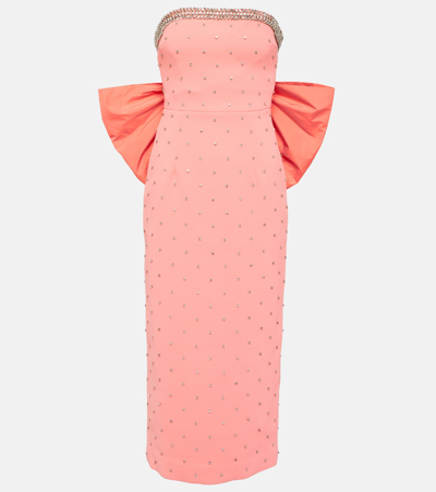 Rebecca Vallance Brittany Bow Embellished Midi Dress In Pink