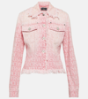 Versace Monogram-jacquard Cotton Denim Jacket In Pink