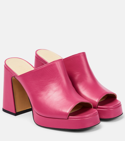 Souliers Martinez Alba 90 Platform Leather Mules In Pink
