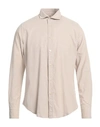 Portofiori Man Shirt Beige Size 17 ½ Cotton