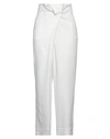 Ferragamo Woman Pants White Size 10 Viscose, Silk, Lambskin