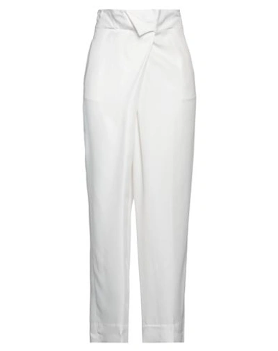 Ferragamo Woman Pants White Size 10 Viscose, Silk, Lambskin