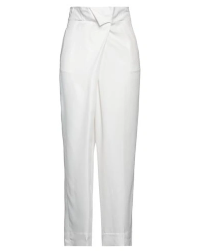 Ferragamo Woman Pants White Size 8 Viscose, Silk, Lambskin