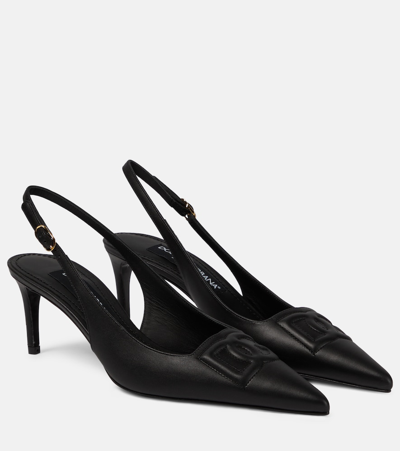 Dolce & Gabbana Black Leather Slingback Pumps