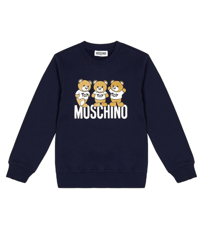 Moschino Kids' Logo Cotton Jersey Sweatshirt In Blue