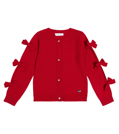 Monnalisa Kids' Bow-trimmed Cardigan In Red