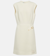 Prada Embellished Wool-blend Minidress In White