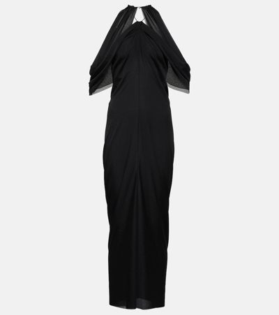Jw Anderson Off-shoulder Draped Midi Dress In Black