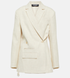 Jacquemus Tibau Embellished Fringed Macramé-trimmed Linen-blend Blazer In White