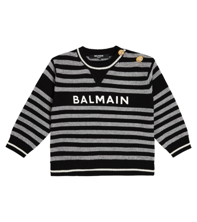 Balmain Baby Pullover Aus Wolle In White