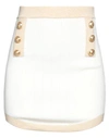 Balmain Woman Mini Skirt Cream Size 8 Viscose, Polyester, Metallic Fiber In White