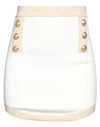 Balmain Woman Mini Skirt Cream Size 8 Viscose, Polyester In White