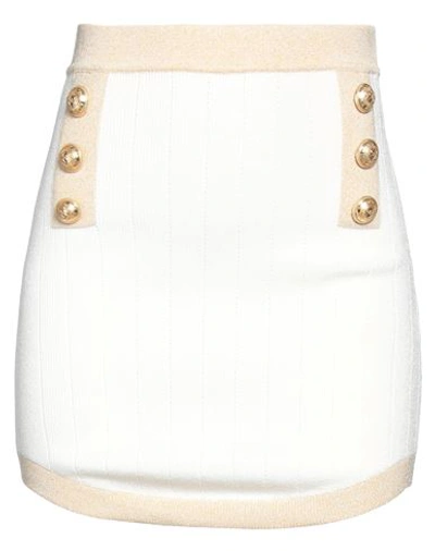 Balmain Woman Mini Skirt Cream Size 8 Viscose, Polyester In White
