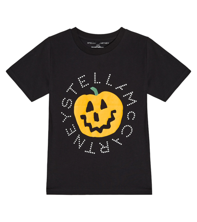 Stella Mccartney Kids' Rubberized Organic Cotton T-shirt In Black