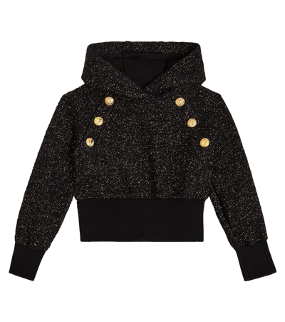 Balmain Kids' Hoodie Aus Einem Wollgemisch In Black