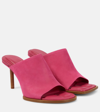 JACQUEMUS LES MULES ROND CARRÉ ASYMMETRICAL SUEDE MULES