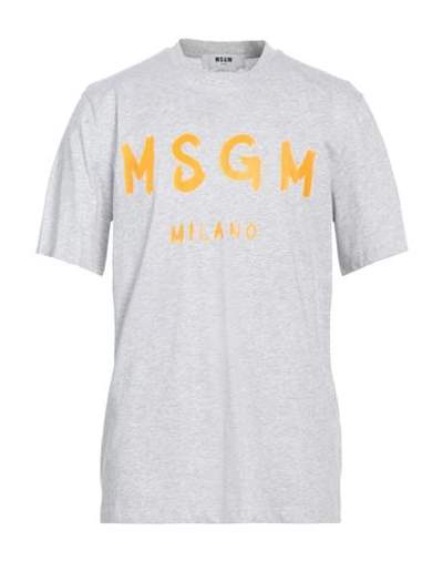 Msgm Man T-shirt Light Grey Size L Cotton
