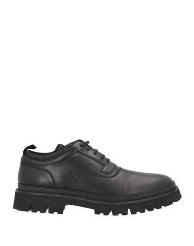 Baldinini Man Lace-up Shoes Black Size 6 Soft Leather, Textile Fibers