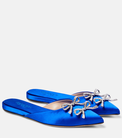 Giambattista Valli Verzierte Slippers Aus Satin In Electric Blue