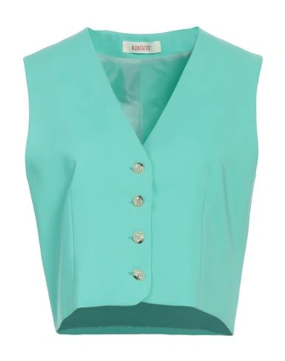 Kontatto Woman Tailored Vest Emerald Green Size M Polyester, Elastane